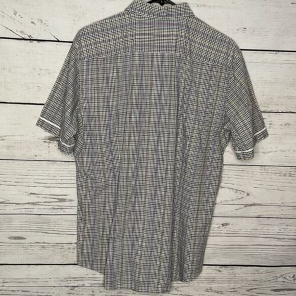 Hugo Boss Mens Shirt Size L Purple/Green Check Button Down Short Sleeve - Picture 6 of 8
